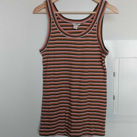 Caslon Ribbed Striped Tank Top SZ M - Picture 4 of 8